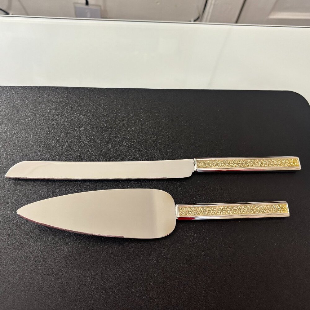 Gorham "Razzle Dazzle" Clear Dessert Set (Cake Knife & Server) Stainless Steel
